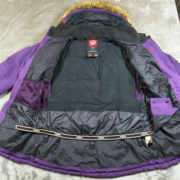 686 Snowboard Jacket Women Medium infiDRY Breathable Waterproof Paisley Fur - Picture 3 of 16